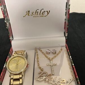Watch, necklaces,  earrings, set